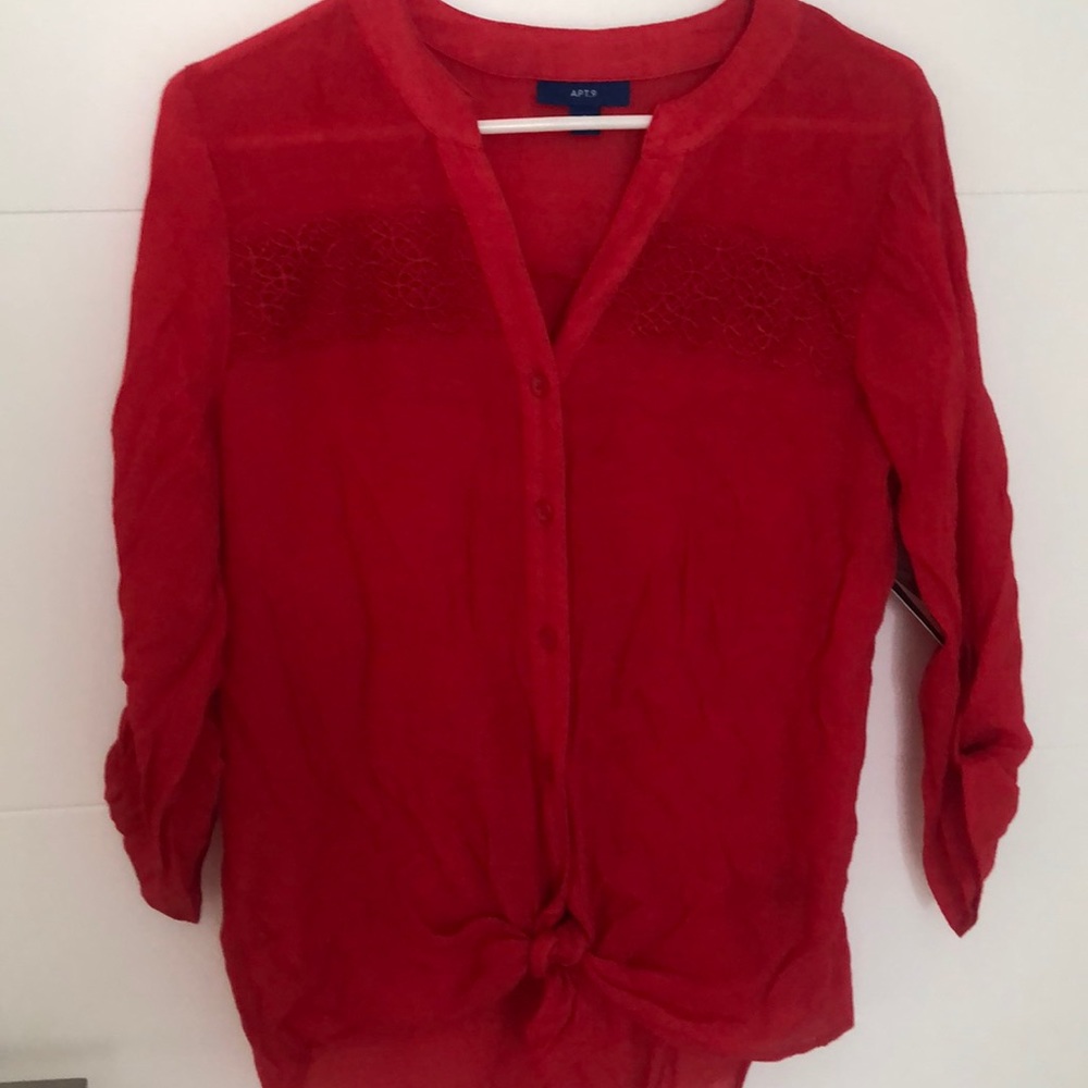 NWT APT 9 Embroidered Button Down Top